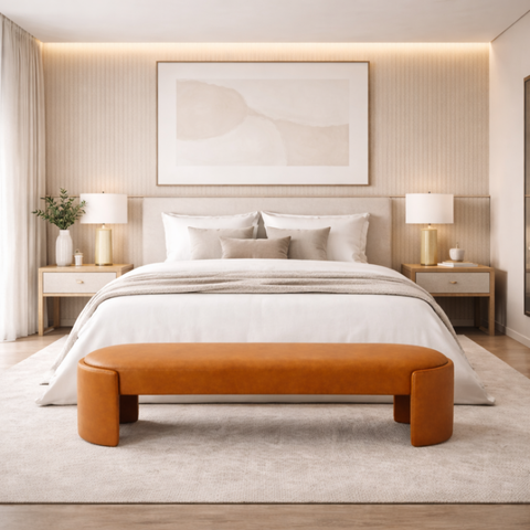 Recamier Puf Decorativo Fly Cama Casal 138cm Zahav Estofados:marrom Couro Sintético