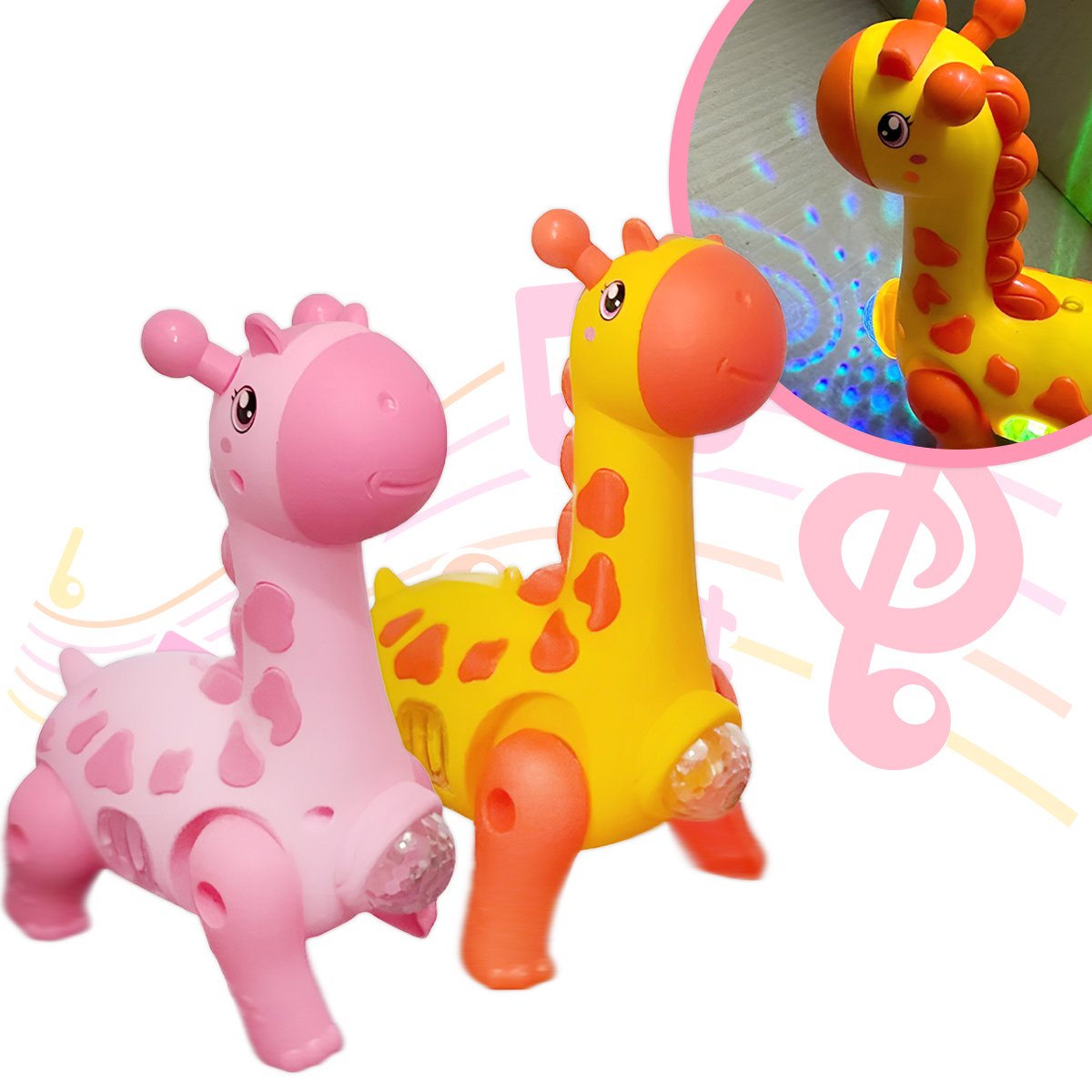 Girafa Brinquedo Infantil Dançante com Som e Luz para Bebês:rosa ...