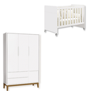 Ver imagem 2 de Quarto de Bebê Berço Evolution + Guarda Roupa Infantil 3P e 2g Branco Classic