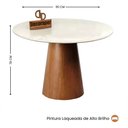 Ver imagem 5 de Mesa de Jantar Cone Verniz Tampo Redondo Laca com Vidro 90cm MDF Amadeirado Decoraper