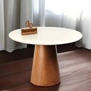 Ver imagem 2 de Mesa de Jantar Cone Verniz Tampo Redondo Laca com Vidro 90cm MDF Amadeirado Decoraper