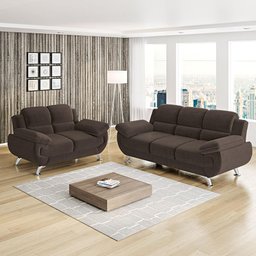 Conjunto de Sofá 2 e 3 Lugares Suede Café Avalon Linoforte - 1