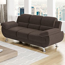 Conjunto de Sofá 2 e 3 Lugares Suede Café Avalon Linoforte - 2
