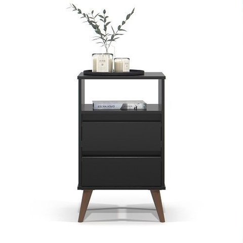 Mesa de Cabeceira Retrô Roma Preto - Ej Móveis