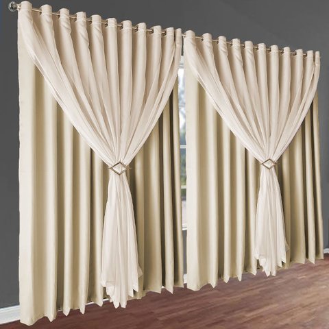 cortina apartamento blackout Livia sala 2,80 x 2,30 palha