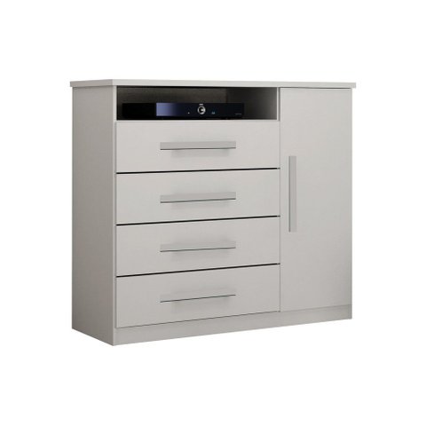 Cômoda Diamante 1 Porta 4 Gavetas c/ Sapateira Branco