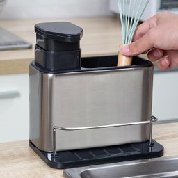 Porta Detergente Dispenser Sabão Liquido Esponja Bucha Inox - 3