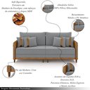 Ver imagem 3 de Sofá Montecarlo 3 Lugares 232cm Veludo/pu Cinza/caramelo