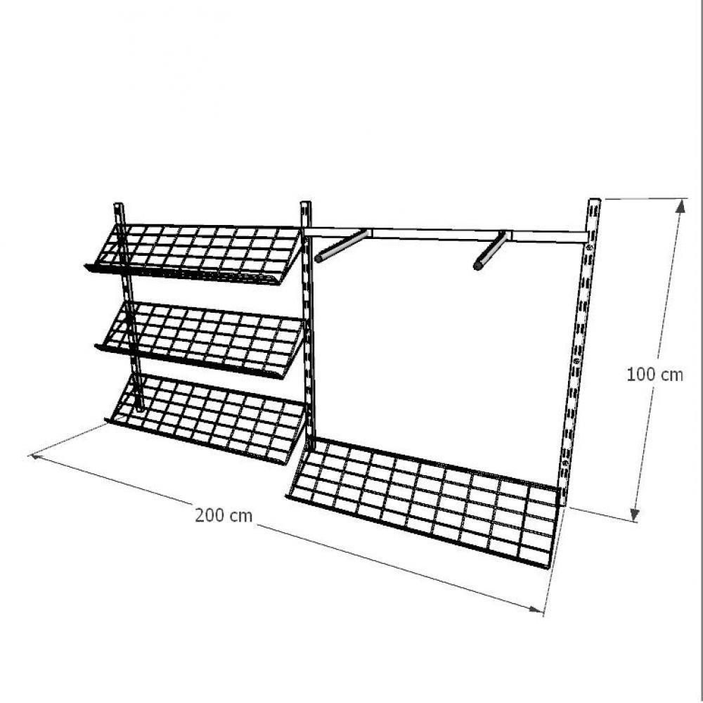 Kit para Closet com 6 peças regulável 200x100 cm cor preto modelo clst1p150 - 3