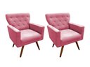 Ver imagem 1 de Kit 2 Poltronas Decorativa Aurora Suede Rosa Pés Madeira Ms Decor
