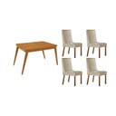 Ver imagem 1 de Conjunto: Mesa de Cozinha Havana C/ Tampo Madeirado Canto Curvo 120x80cm e 4 Cadeiras Dakota