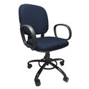 Ver imagem 2 de Cadeira de Escritório Giratória Reforçada 200 Kg para Obeso Po com Regulagem Altura Tecido Azul C/ P