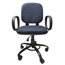 Ver imagem 3 de Cadeira de Escritório Giratória Reforçada 200 Kg para Obeso Po com Regulagem Altura Tecido Azul C/ P