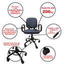 Ver imagem 5 de Cadeira de Escritório Giratória Reforçada 200 Kg para Obeso Po com Regulagem Altura Tecido Azul C/ P