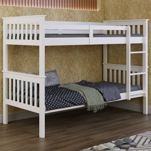 Cama Beliche Solteiro de Madeira Dupla em Altura Suspensa