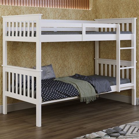 Cama Beliche Solteiro de Madeira Dupla em Altura Suspensa