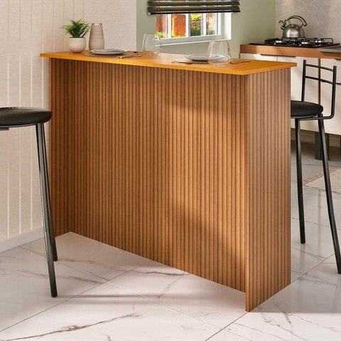 Bancada Ripada Lisa 120cm para 2 ou 4 Pessoas Mesa Alta Cozinha Sala Realeza