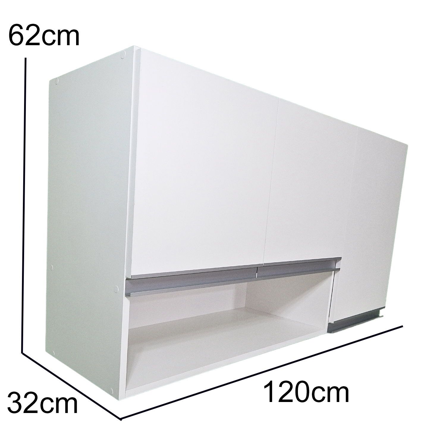 Armário Aéreo 120cm Lavanderia 3 Portas de Parede Montado Cor:branco - 2