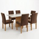 Ver imagem 2 de Conjunto de Mesa 6 Lugares Carol com Vidro 160x80cm e Cadeiras Espanha Cinamomo Off White