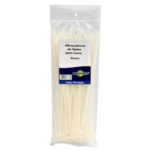 Pacote Abraçadeira em Nylon 200x7,6mm Branca Brasfort