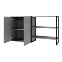 Ver imagem 7 de Escrivaninha 1,5m C/ Balcão Lateral Armário Aéreo e Nicho F5 Cor:cinza Sagrado com Preto