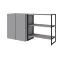 Ver imagem 5 de Escrivaninha 1,5m C/ Balcão Lateral Armário Aéreo e Nicho F5 Cor:cinza Sagrado com Preto