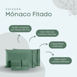 Jogo de Cama Lençol Mônaco Fitado com Fronhas King 04 Peças - Tecido Listrado Percal 300 Fios Acetin - 4