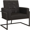 Ver imagem 3 de Poltrona Resistente Base de Ferro Courino para Recepção Luxo - Moblan Decor:Preto