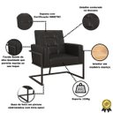 Ver imagem 4 de Poltrona Resistente Base de Ferro Courino para Recepção Luxo - Moblan Decor:Preto