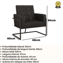 Ver imagem 5 de Poltrona Resistente Base de Ferro Courino para Recepção Luxo - Moblan Decor:Preto