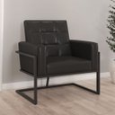 Ver imagem 1 de Poltrona Resistente Base de Ferro Courino para Recepção Luxo - Moblan Decor:Preto