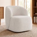 Ver imagem 1 de Poltrona Giratória Orgânica para Sala Living Heidy F04 Bouclê Bege - Lyam Decor