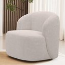 Ver imagem 5 de Poltrona Giratória Orgânica para Sala Living Heidy F04 Bouclê Bege - Lyam Decor