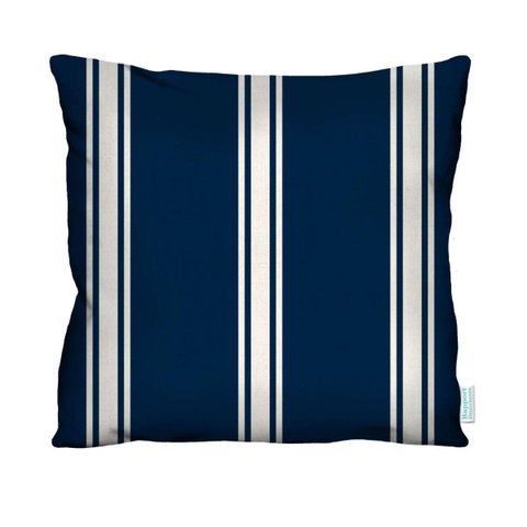 Capa de Almofada Decorativa Azul Listra Branca para Sofá- 45x45cm