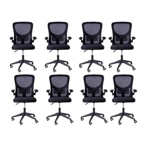 Kit 08 Cadeiras Escritório Rodizio Office Bytes Preto