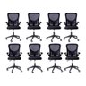 Kit 08 Cadeiras Escritório Rodizio Office Bytes Preto - 1