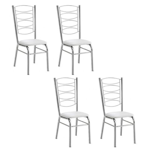 Conjunto 4 Cadeiras Support Cromadas com Reforço Tubo Grosso Suporte 150 Kgs Cozinha,restaurante,sal