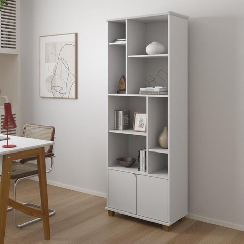Livreiro / Multiuso Ta 2 Portas + 8 Nichos para Organização Cor Branco Acetinado