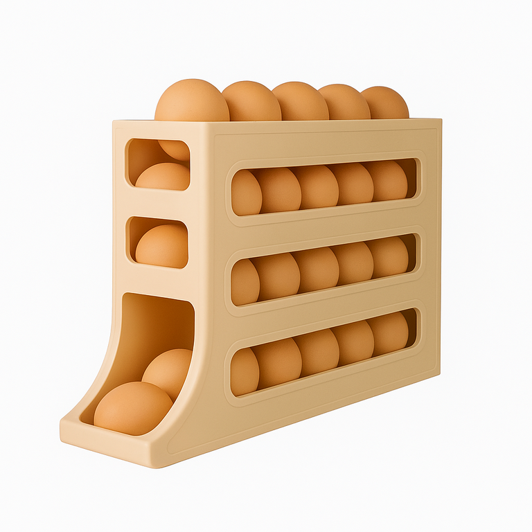 Organizador para Ovos com Suporte Rolante Bege Organizador para Ovos com Suporte Rolante Bege