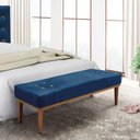 Ver imagem 4 de Divã Recamier Banco Base Madeira para Quarto Gênova 195cm Suede S04 - D'Rossi Cor Azul Marinho