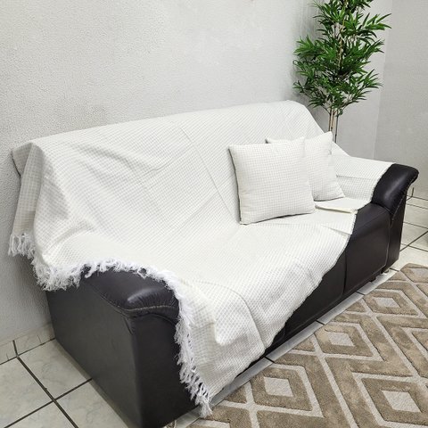 Manta Xale 1,40x2,10m para Sofá Poltrona + 2 Capa Almofada