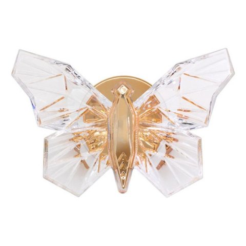 Arandela Borboleta de Cristal Luxo - 3 Cores de Led em Uma Única Peça