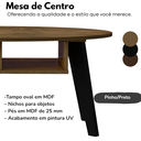 Ver imagem 3 de Mesa de Centro Tampo Oval 2 Nichos 100 Cm Pinho Preto Arly