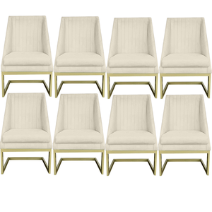 Kit 08 Cadeiras Para Sala De Jantar Ana Base de ferro Suede Bege - D'Classe Decor