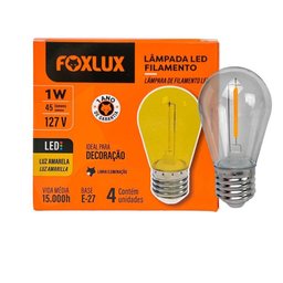 Kit 20 Lâmpada Led Filamento Amarelo 1w E-27 127v Foxlux - 4