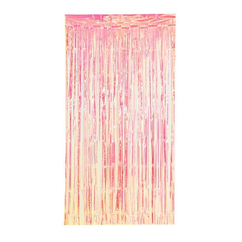 Cortina Decorativa Franja Metalizada Silverfestas Rosa 100x200cm