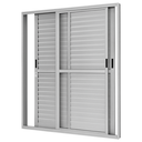 Ver imagem 2 de Porta Balcão de Aluminio Brilhante 3 Folhas Móveis Linha 25 com Fechadura 2,10x1,50