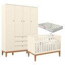 Ver imagem 1 de Berço Americano e Guarda Roupa Unique 4 Portas Off White Eco Wood com Colchão Gazin - Matic