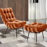 Poltrona Costela com Puff Coral Vivaro Decor Suede Terracota - 1