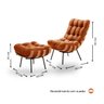 Poltrona Costela com Puff Coral Vivaro Decor Suede Terracota - 3
